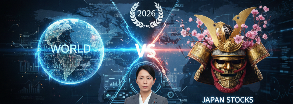 オルカンと日本株の投資戦略イラスト