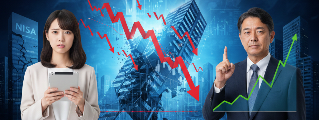 暴落が来たらどうするイラスト
