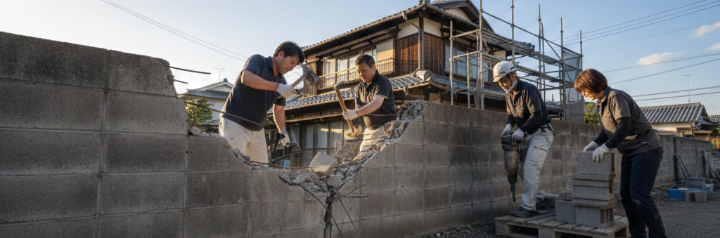 ブロック塀撤イラスト