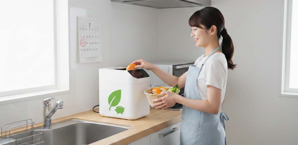 生ごみ処理中イラスト