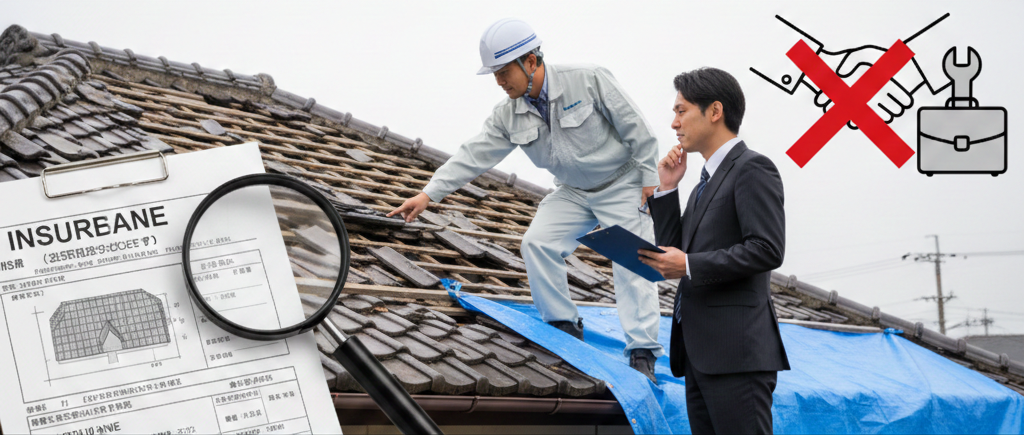 火災保険で屋根修理イラスト